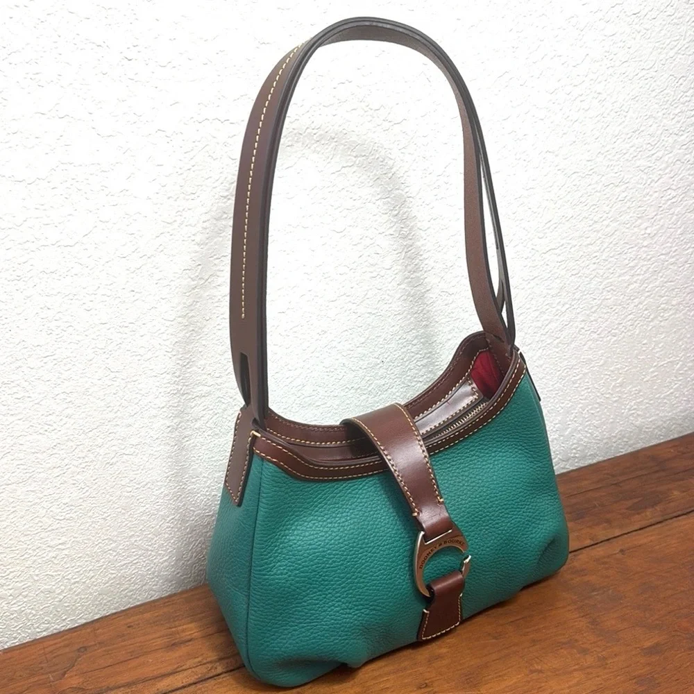 Dooney & Bourke Hobo Elegant Green and Brown Leather Women's Shoulder Bag.